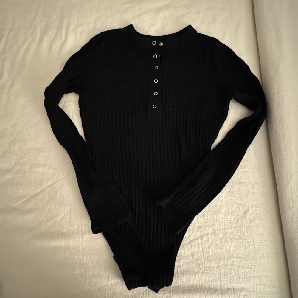 Zara Black Ribbed Bodysuit